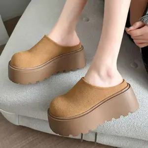 여성 도톰한 아웃솔 슬리퍼 1P 겨울 데일리 통굽 신발 CcU9+9bXo