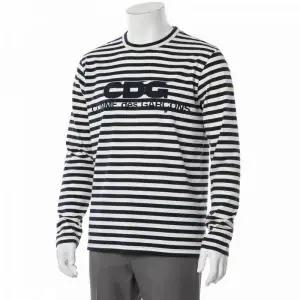 CDG 로고 스트라이프 보더 티셔츠 네이비 남성 SZ-T004-051-1