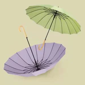 우드손잡이 파스텔색상 폰지 자동 고급 장우산 판촉 fVc4+3BCY