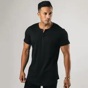 머슬핏 기본반팔티 하프 슬림핏 여름 남성 헨리넥 2색 일상티셔츠