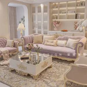 프렌치 패브릭 소파 로비 원목 라운지 엔틱쇼파 2인용 엔틱