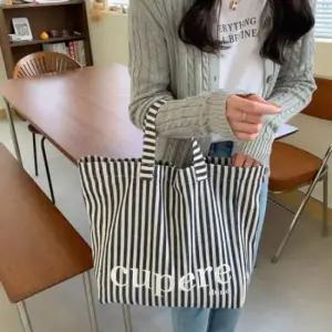 [패션] 여성용 줄무늬 수납 우수 토트 숄더백 가방