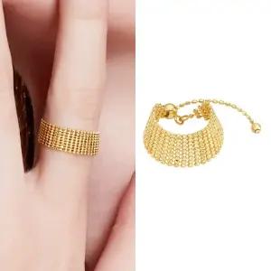 [골드퀸즈] 18K 프릿 레이스 슬라이딩 체인 반지