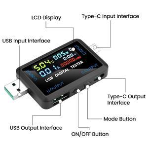 호환 10 in 1 USB Type-C 전류 전압 측정기 디지털 디스플레이 충전기 테스터 DC 4.5-36V 0-8A 암페어