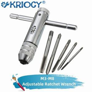 조정 가능 T-핸들 래칫 탭 홀더 렌치 기계 나사 스레드 미터법 양방향 핸드 세트 수동 태핑 도구 키트