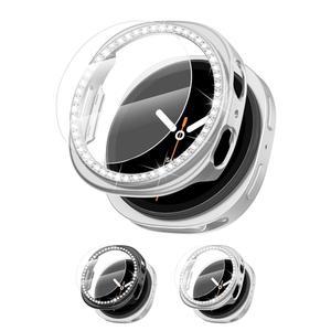 [ 갤럭시 워치 8 스크린 프로텍터 40mm 여성용 2 2팩 다이아몬드 케이스, 케이스 커버 액세서리용 글리터 보호 하드 PC 범퍼 커버]