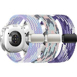 HSWAI 마그네틱 브레이드 워치 밴드 갤럭시 8 40mm 44mm / 클래식 46mm, 조절 가능한 신축성 부드러운 나일론 스포츠 루프 스트랩 여성 남성용