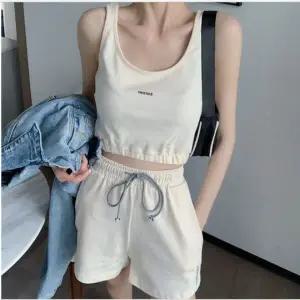 여성용 나시 상하세트 크롭 운동복 요가 헬스