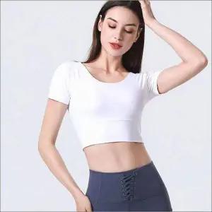 [콩심팥심]크롭 반팔티 슬림핏 운동복 여자 요가복