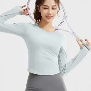 러닝 운동복 여성 긴팔 요가 티셔츠 스포츠