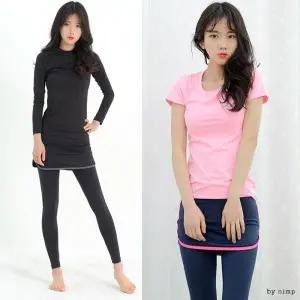 여자 요가 레쉬가드 9부 치마 레깅스