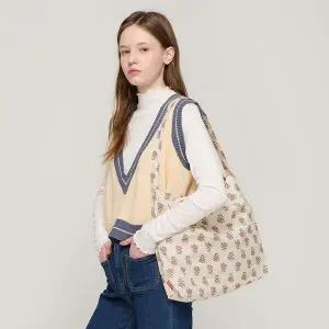 플라워 숄더 에코백  아이보리