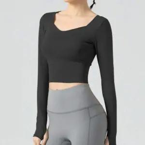 [콩심팥심]요가복 긴팔 크롭탑 티셔츠 여성 운동복 슬림핏