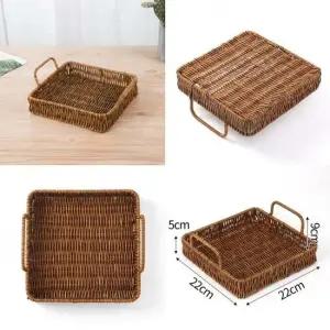 베스트 사각 라탄짜임 트레이 22cm 소품 라탄바스켓