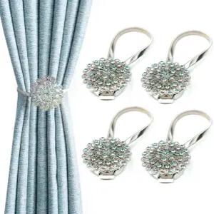 4팩 커튼 마그네틱 버클 스프링 윈도우 장식 타이 로프 홈 오피스 (컬러풀)