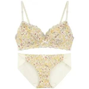 [롯데백화점]예스 옐로우 리버티 플라워 나염무드 노와이어 헴팬티세트YSWBB301YSWPB301