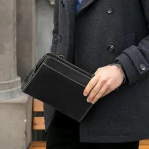 남성 클러치백 가죽 브리프 파우치 블랙
