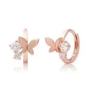 [하프클럽/]14K Gold 원터치 로즈골드 모니카 나비 링 귀걸이