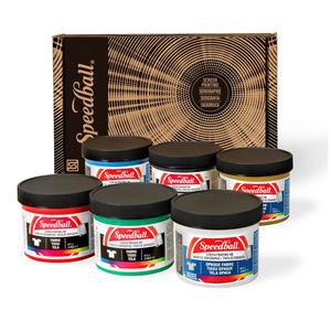 스피드볼 패브릭 및 불투명 스크린 인쇄 잉크 세트, 컴포트 앤 조이, 메탈릭 컬러 구색, 4온스(6팩), 조이: 골드, 레드, 블랙, 그린, 블루 토파즈, 펄리 화이트