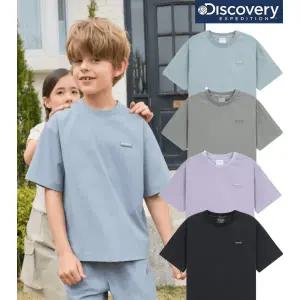 [롯데백화점]디스커버리익스페디션 DKTR72053 키즈 프레시벤트 경량 우븐 스몰로고 트레이닝 반팔티셔츠