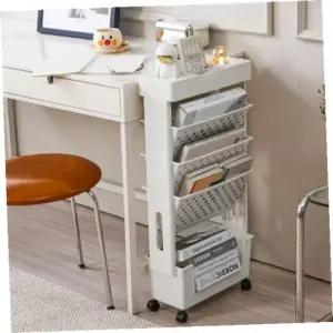 북트롤리 틈새책정리대 이동식 바퀴 있는 책꽂이 책 보관함