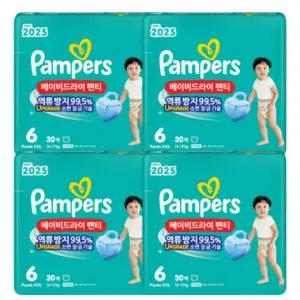 팸퍼스 통잠팬티 6단계 30매 4팩 1박스
