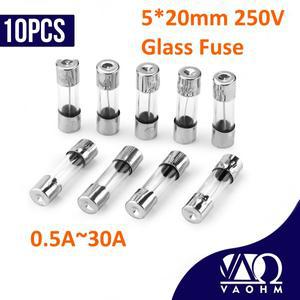 유리 퓨즈 고속 블로우 5x20mm 0.5A 1A 2A 3A 4A 7A 8A 250V 10 개