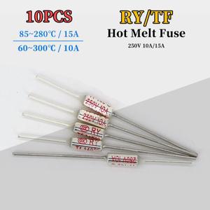 10PCS 온도 RY 10A 15A 250V Tf 열 퓨즈 65C 85C 100C