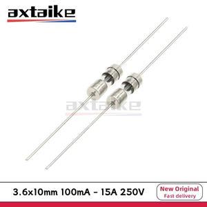 20PCS 3.6x10mm FUES 250V T  F F100mA 0.1A 1A 2A 3A 3.15A 4A 5A 6.3A 8A 시간 지연 고속 작동 퓨즈 리드