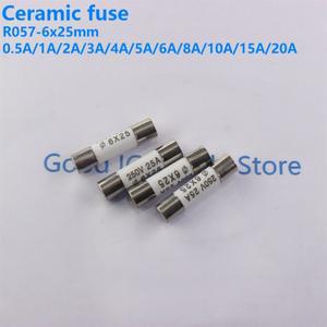 10Pcs RO54 6X25mm 세라믹 퓨즈 5x25 고속 블로우 250V 0.5A 1A 2A 3A 4A 5A 6A 8A
