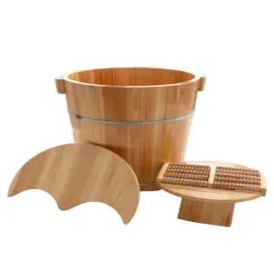 원목 족욕통 나무 지압 족통 발마사지 발찜질 통 원형