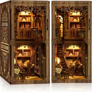 북 누크 키트 - (클래식 에디션) 테일즈 DIY 미니어처 나무 퍼즐 LED 조명이 있는 빈티지 컬렉션 룸 책장