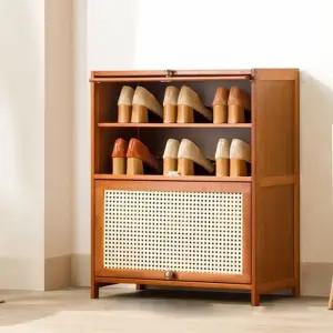 신발정리함 4단 신발장 60cm 파손 대나무 라탄 통기성 변형없는 방지 오염