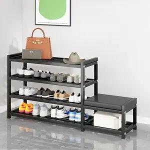 L형 수납장 4단 75cm 신발장 벤치 철제 현관 현관