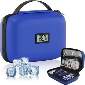 온도 표시 기능이 있는 신주 인슐린 쿨러 여행 케이스 펜 및 용품용 TSA 승인 냉각 백 아이스 팩 2개가