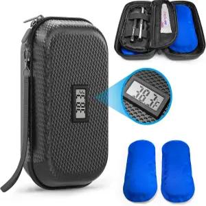 CASAZEN 인슐린 쿨러 여행 케이스 TSA 승인 온도 표시가 있는 냉장 의약품 손목 스트랩 및 재사용 가능한