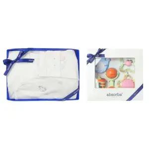 [갤러리아] (압소바출산,태교,배냇저고리세트)구름말배냇저고리+5종딸랑이세트(A1B-10104SET)