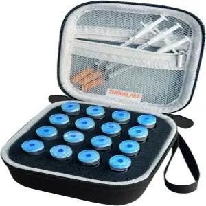 냉장고용 TINNALART 16 슬롯 펩타이드 바이알 보관 케이스 - 1ml 2ml 3ml 인슐린 GLP-1 등 휴대용 스트랩