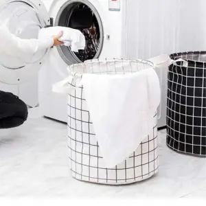 방수원단 체크 빨래바구니 세탁바구니 빨래통 세탁함