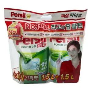 퍼실 세탁 세제 1.5L 2p 세탁기 빨래 세제 리필 드럼 빨래세제 세탁용품