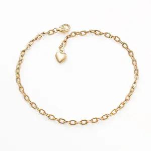 14K 금 하트 통통 골드 체인 여자 팔찌 JdE9+2QMi