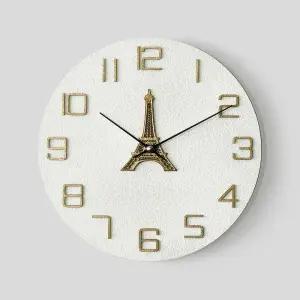 에펠탑 화이트 아트월 무타공 거실 무소음 벽시계 엔틱 레트로 해바라기시계 벽걸이시계