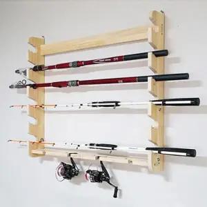 낚시릴거치대 아름데코 원목 낚시대 벽걸이형 로드 거치대 6구