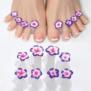페디큐어를 위한 8피스 실리콘 발가락 분리기 귀여운 분리기, 편안한 확산기 매니큐어 페디큐어 도구(보라색 꽃 8개)