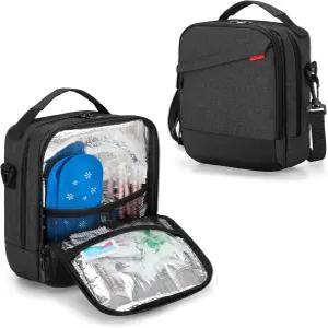 큐리오 인슐린 쿨러 여행 케이스 혈당 측정기 및 용품을 위한 어깨끈이 있는 용품 가방 검은색(가방 전용