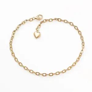 14K 금 하트 통통 골드 체인 여자 팔찌 dQQ5+5NJn