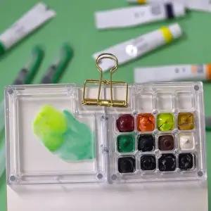 투명 15색 팔레트 미니 휴대용 ZF 물감