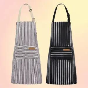 화방 카페 줄무늬 작업용 캔버스 공방 앞치마 세련된