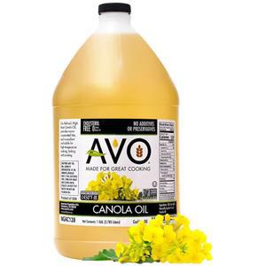 AVO 익스펠러는 요리 및 튀김용 카놀라 오일, 1갤런, 비-GMO, 고연점 465 F, 일상용 식용유를 압착했습니다