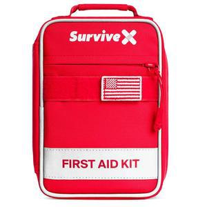 자동차, 여행 및 가정용 SurvivX 소형 구급상자 - 하이킹, 캠핑, 배낭여행 및 야외용 응급 키트 - 지퍼 스티치 잠금 스트립 포함